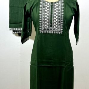 Dark green embroidary three piece chudidar