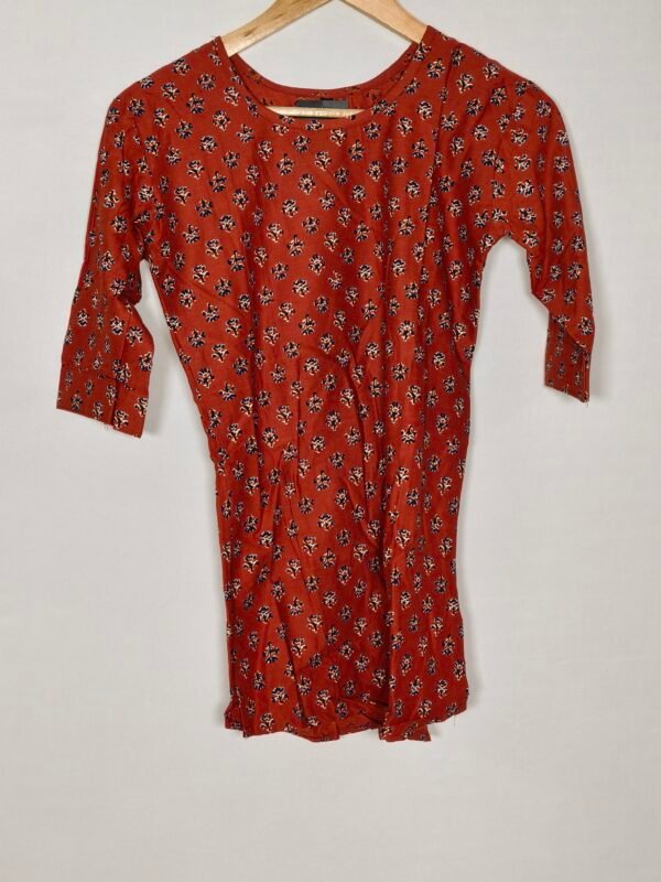 Floral cotton Kurti bric red