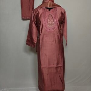 Copper coloured embrodiered yoke churidar set