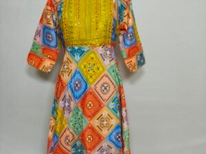 Multi coloured block printed kurti