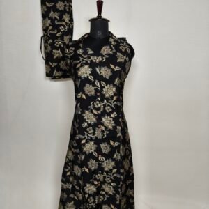 Black and golden printed coord set