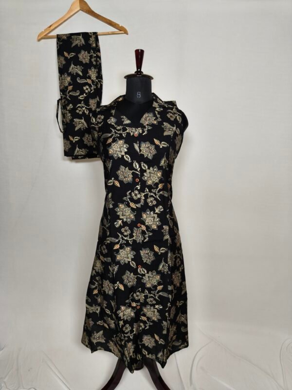 Black and golden printed coord set