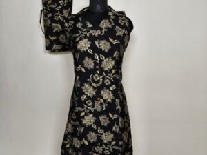 Black and golden printed coord set