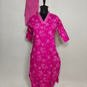 Pink and white printed coord set