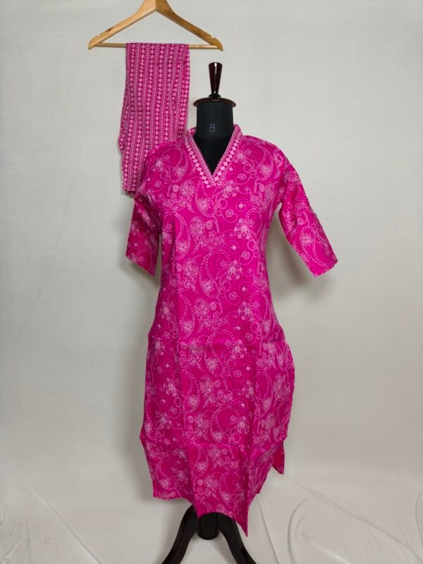 Pink and white printed coord set