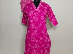 Pink and white printed coord set