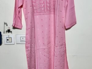 Digital printed baby pink kurthi