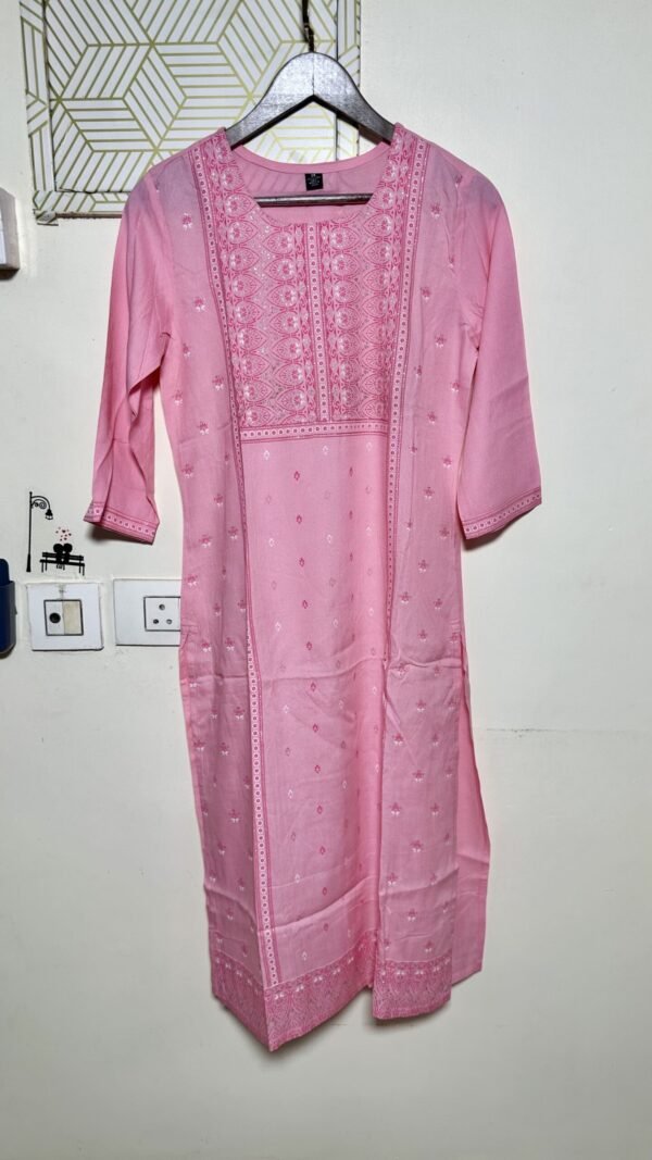 Digital printed baby pink kurthi