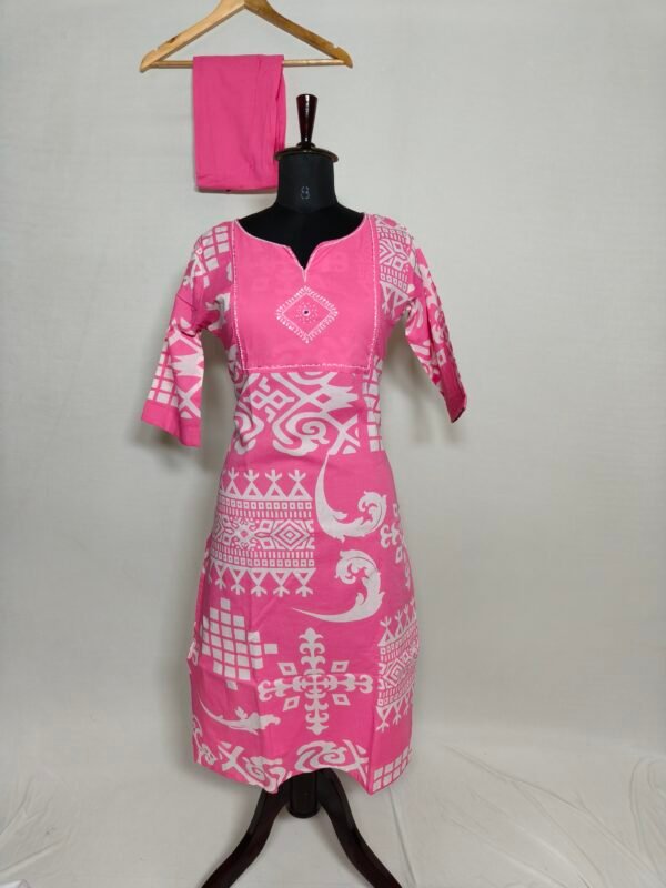 Rose and white coloured printed coored set