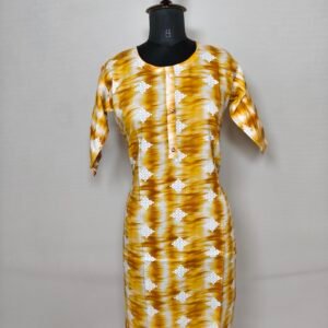 Yellow liquid print kurti