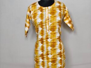 Yellow liquid print kurti