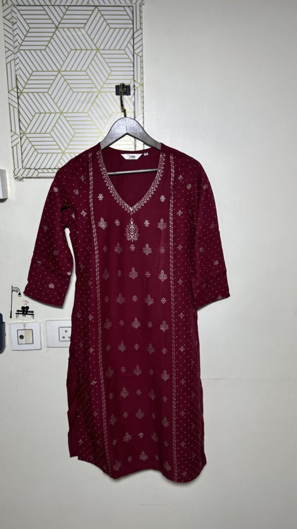 Maroon digital printed kurthi