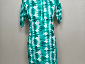 Green and white liquid print kurti