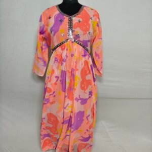 Orange flared alia cut kurti