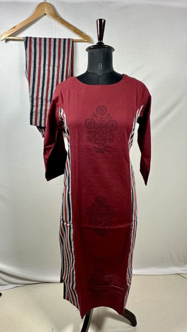 Maroon coord set with black floral design