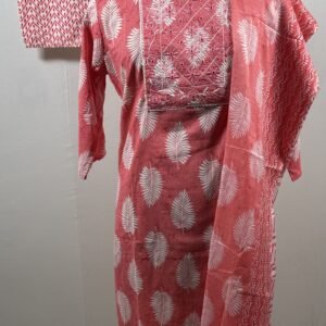 Rosepink leaf white leave pattern glass floral design on yoke