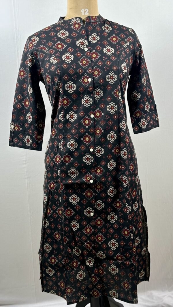Black foral long kurthi