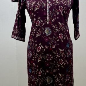 Floral pattern in shades of maroon pinl and green coord set