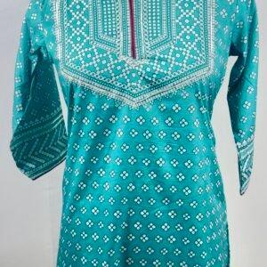 Light weight soft cotton teal green kurthi
