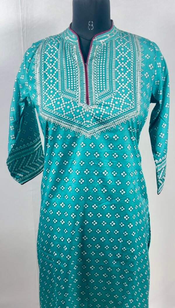 Light weight soft cotton teal green kurthi