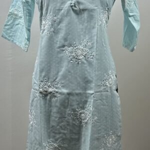 Hakoba designed sky blue cotton kurthi