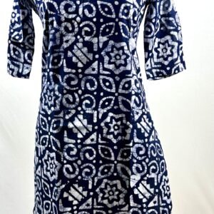 Batik printed navy blue long kurthi