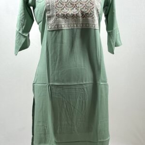 Long kurthi with intricate embroidery pattern