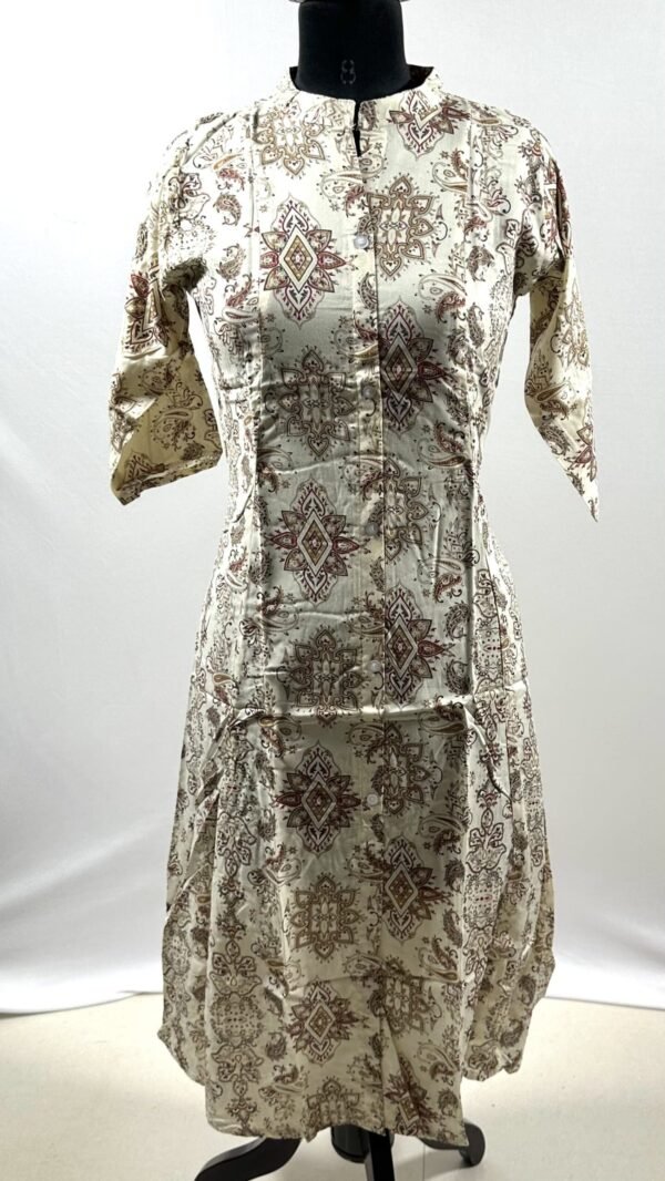 Paisley pattern on biege straight long kurthi
