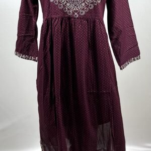 Golden embroided yoke side slit anarkali kurthi
