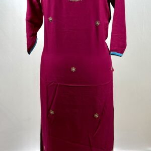 Neck rouded golden embrioded long kurthi