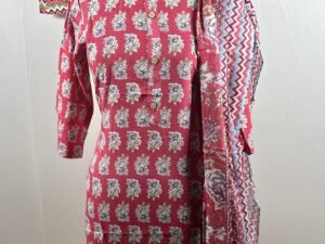 Candy pink chudidar set cotton