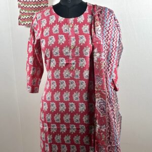 Candy pink chudidar set cotton