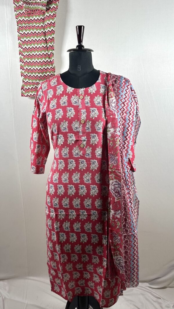 Candy pink chudidar set cotton