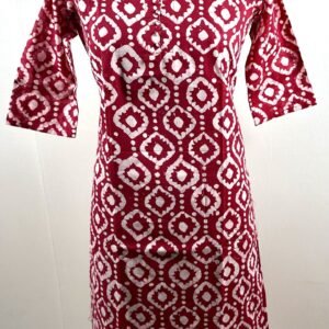 Red and white printed cotton kurthi