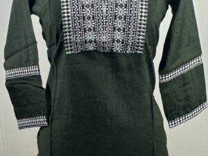 Forest green with white embroided short kurthi