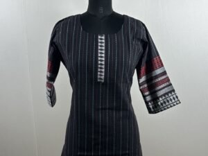 Black with white line stripped cotton kurthi
