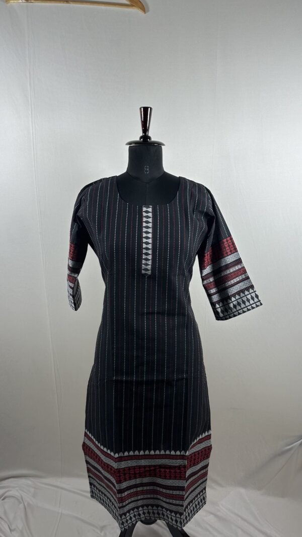 Black with white line stripped cotton kurthi