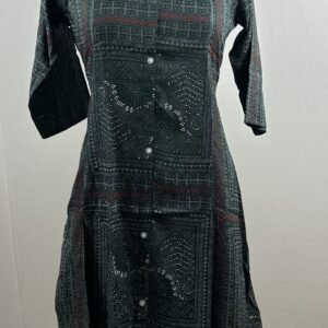 Dark green with white digital printed kurthi
