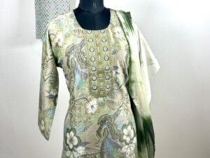 Light green floral chudidar set
