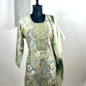 Light green floral chudidar set