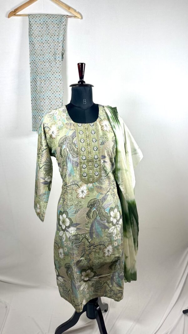 Light green floral chudidar set