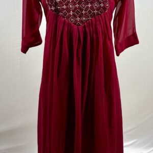 Gerogette flare kurthi Maroon