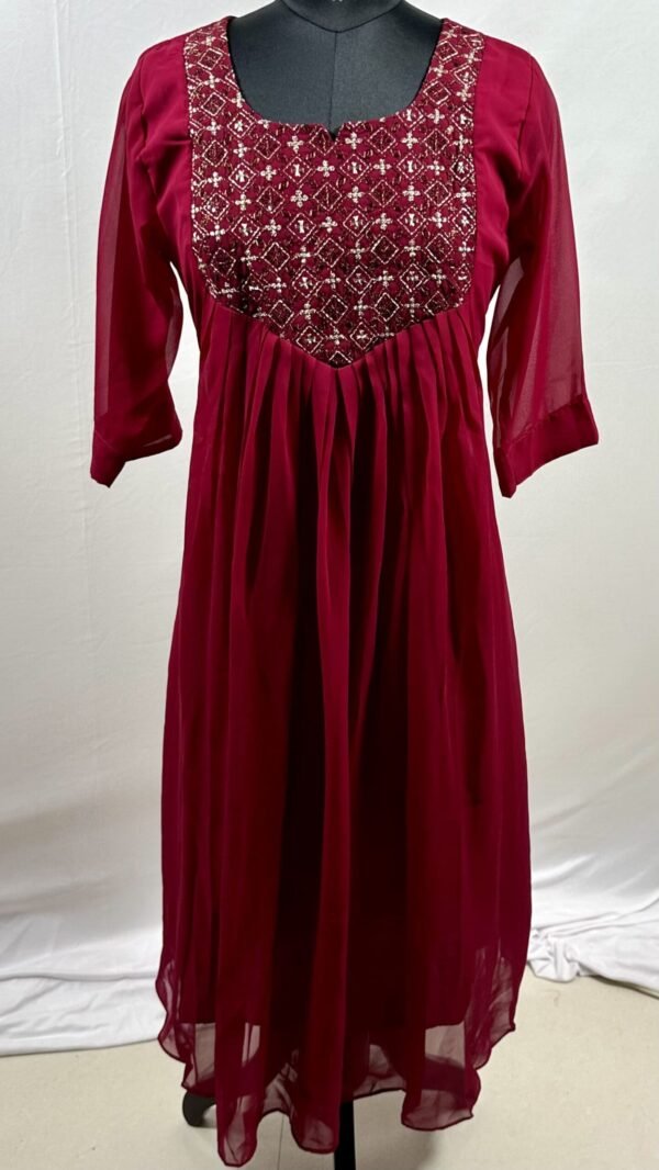 Gerogette flare kurthi Maroon