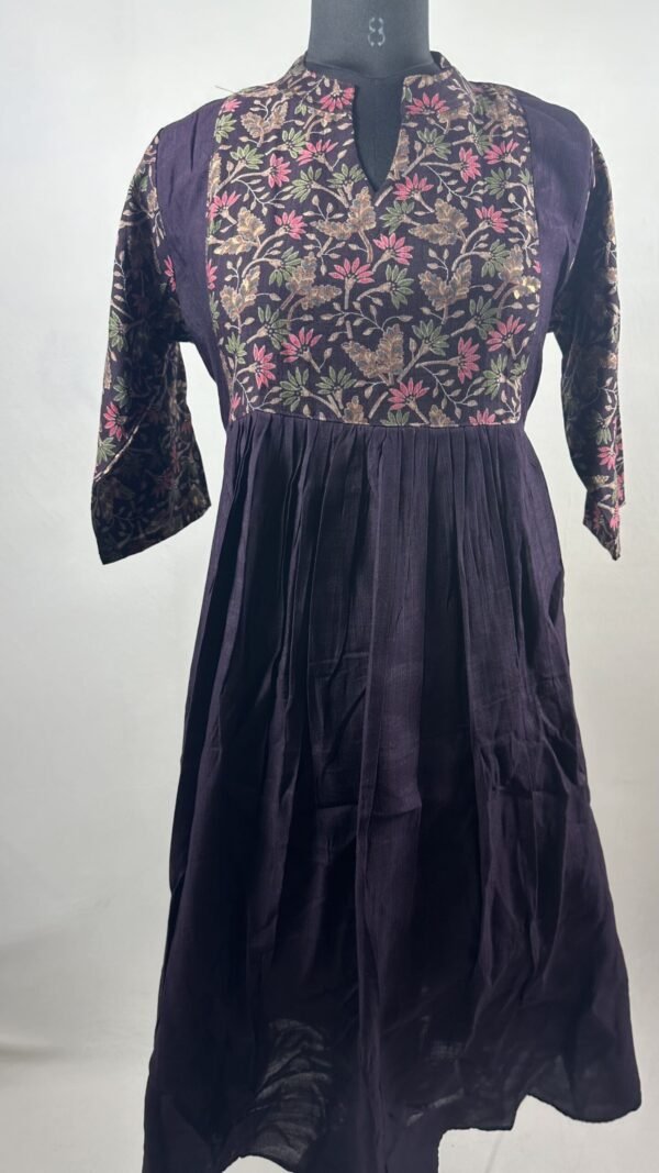 Grape wine flor deisgned yoke anarkali model