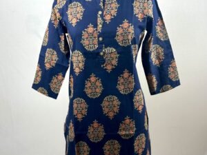 Navy blue floral designed kurthi