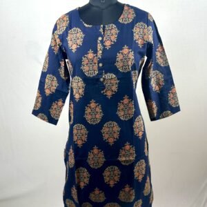 Navy blue floral designed kurthi