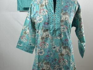 Light teal green floral designed Coord set