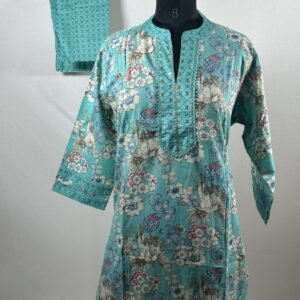 Light teal green floral designed Coord set