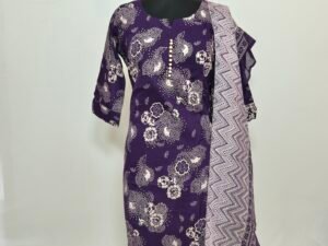 Royal indigo with cream coloured patterns Churidar suits